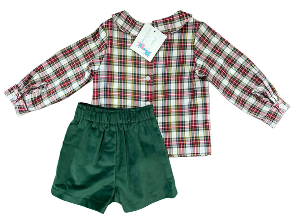 BOB SHORT SET L/S  - RED/GREEN PLAID