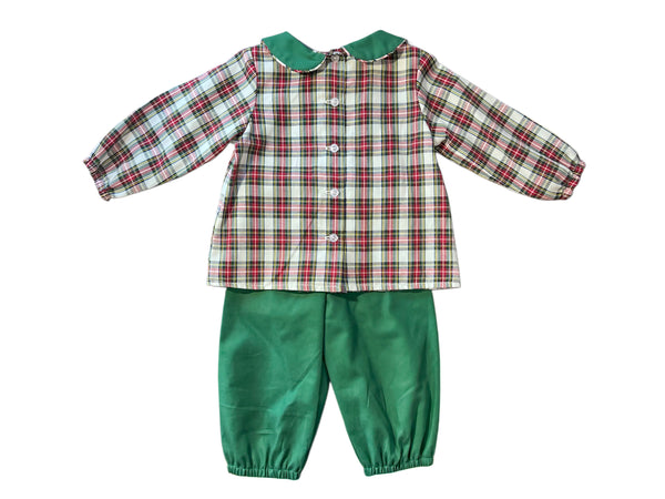 DIAPER BLOOMER PANT SET  - RED/GREEN PLAID