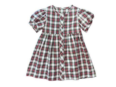 KATRINA DRESS PIPE  - RED/GREEN PLAID