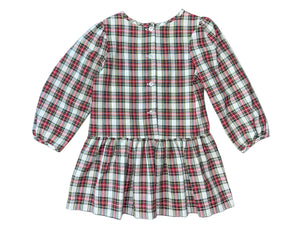 LAYLA DRESS L/S BIAS  - RED/GREEN PLAID