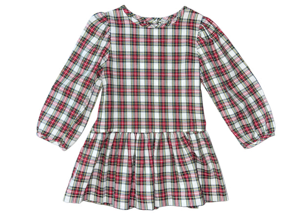 LAYLA DRESS L/S BIAS  - RED/GREEN PLAID