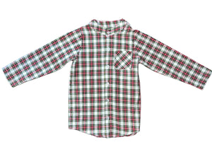 MANDARIN SHIRT L/S  - RED/GREEN PLAID