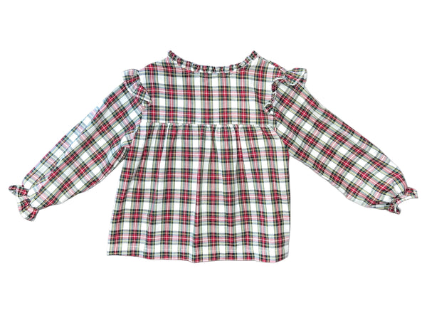 NANCY TOP L/S  - RED/GREEN PLAID