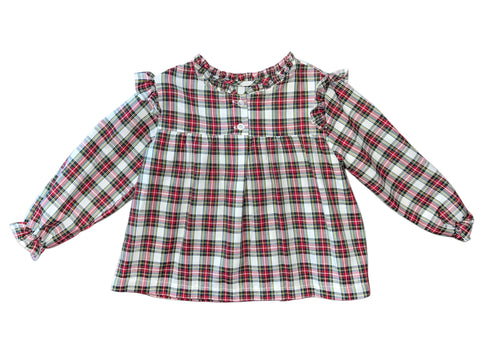 NANCY TOP L/S  - RED/GREEN PLAID