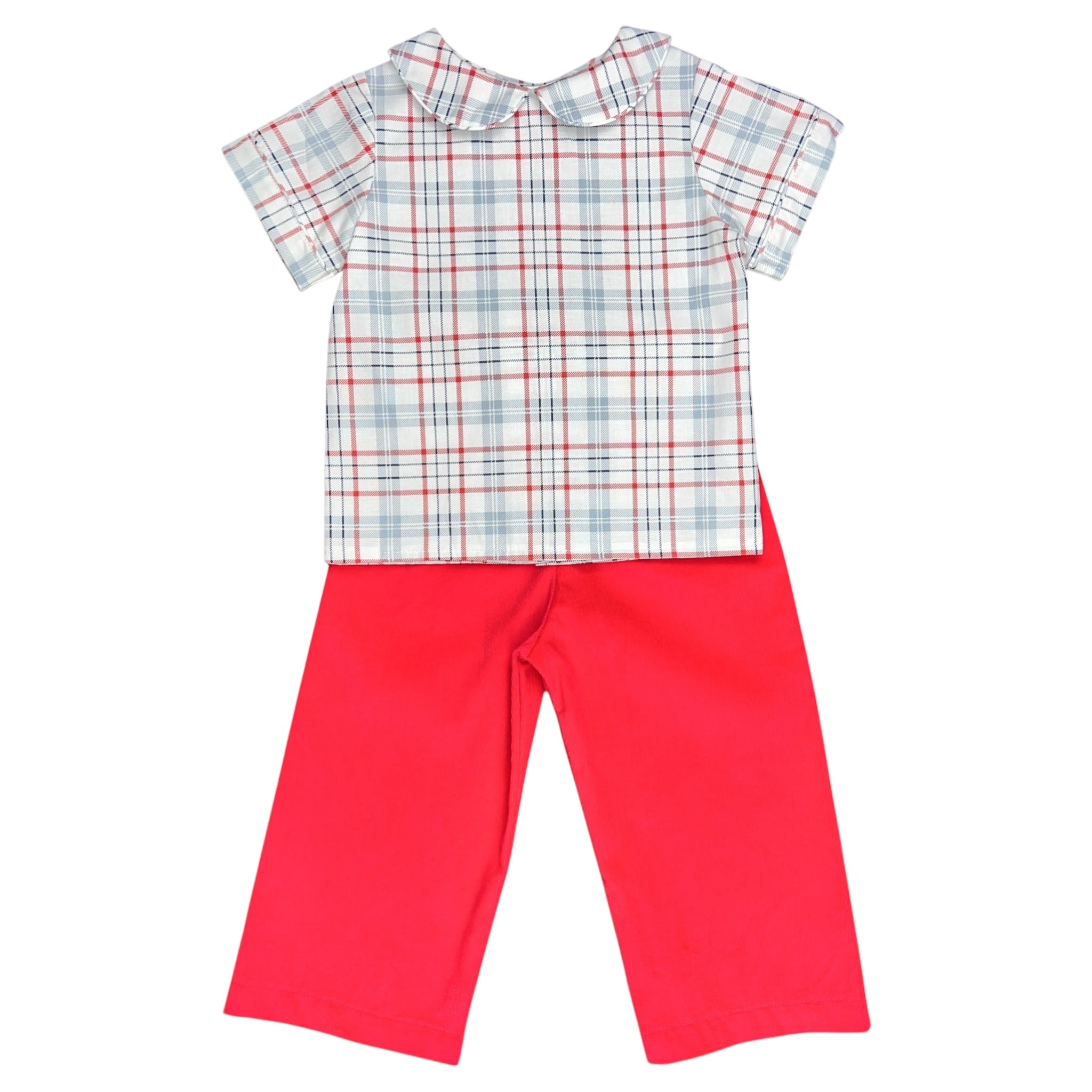 BOB BOY PANT SET S/S - RED/WHITE/ BLUE PLAID