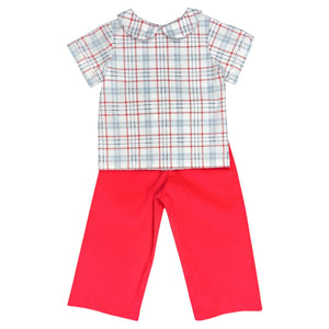BOB BOY PANT SET S/S - RED/WHITE/ BLUE PLAID