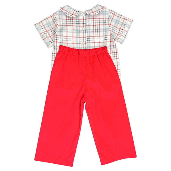 BOB BOY PANT SET S/S - RED/WHITE/ BLUE PLAID