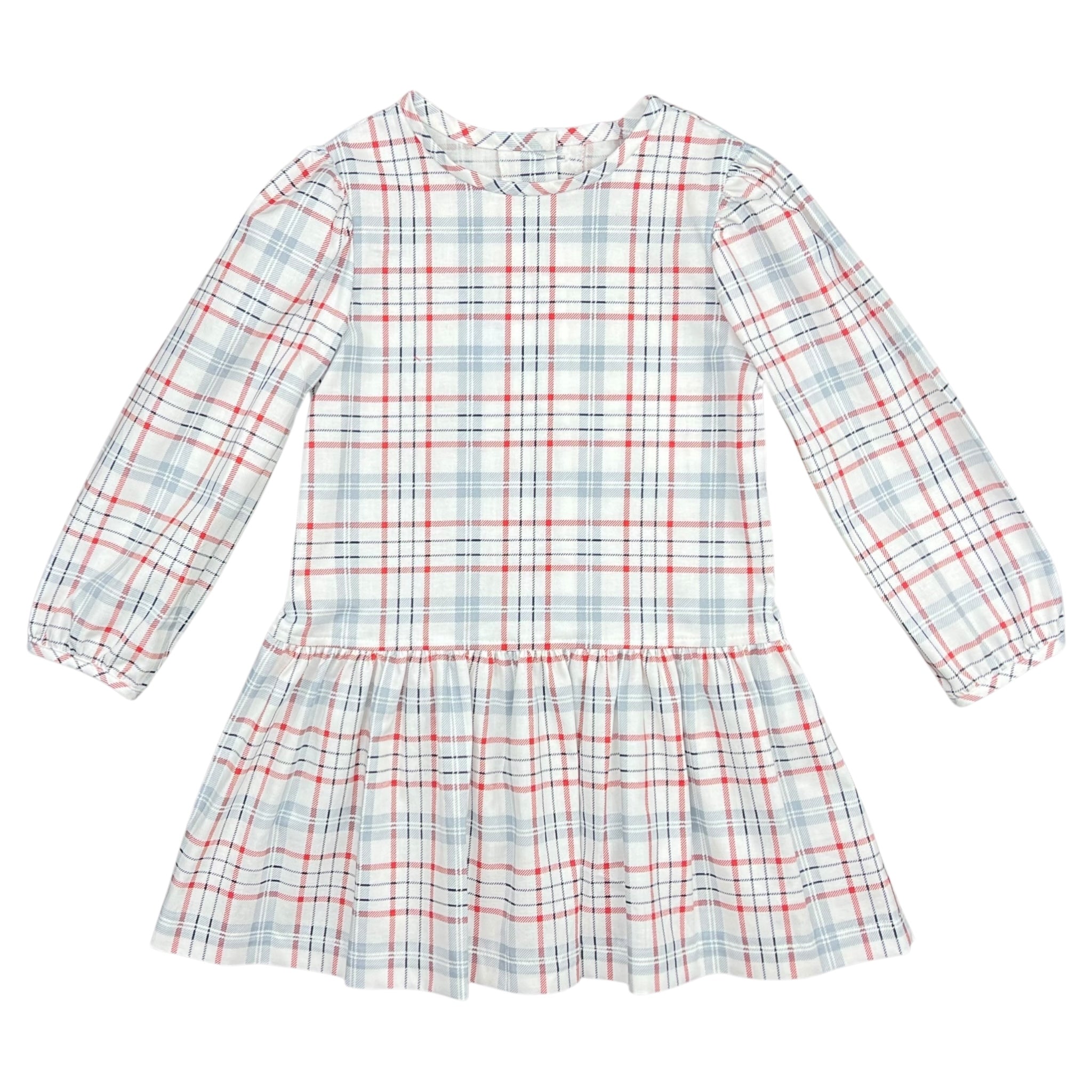 LAYLA DRESS L/S BIAS  - RED/WHITE/ BLUE PLAID