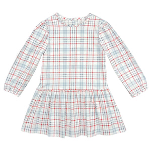 LAYLA DRESS L/S BIAS  - RED/WHITE/ BLUE PLAID