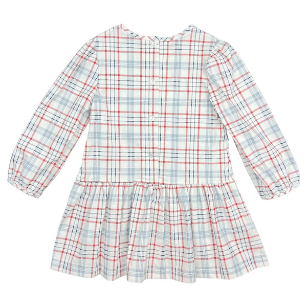 LAYLA DRESS L/S BIAS  - RED/WHITE/ BLUE PLAID