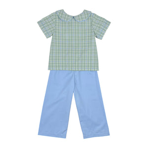 BOB BOY PANT SET S/S - SAGE/ PERI PLAID