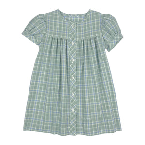 CLARA DRESS  - SAGE/ PERI PLAID