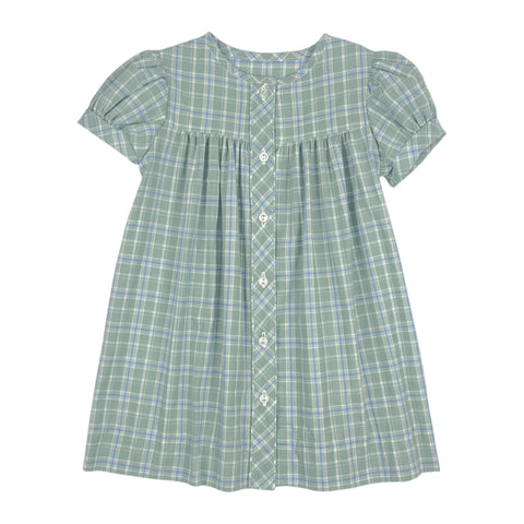 CLARA DRESS  - SAGE/ PERI PLAID