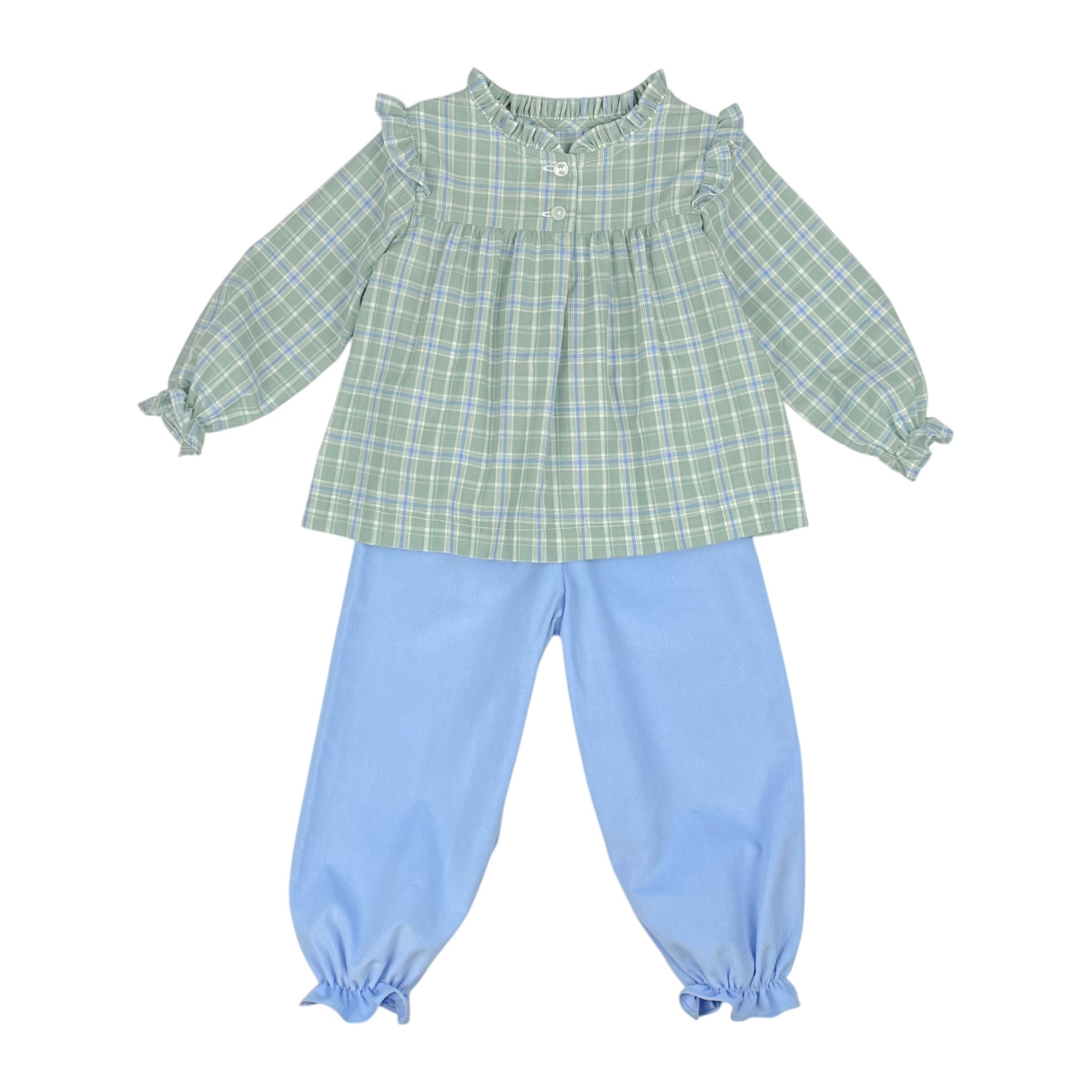 NANCY GIRL BLOOMER PANT  - SAGE/ PERI PLAID