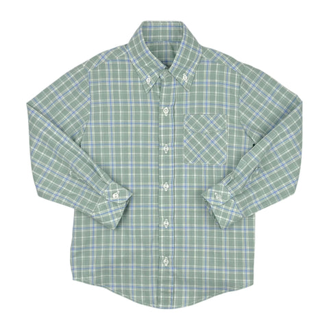 BUTTON DOWN SHIRT  - SAGE/ PERI PLAID