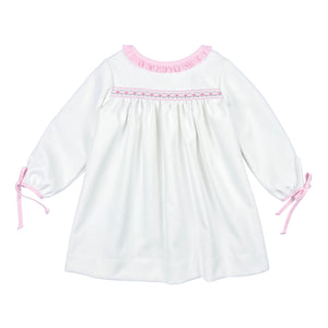 CHRISTY DRESS L/S TIES RIBBON - WHITE CORD
