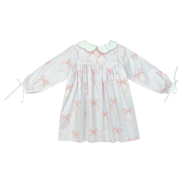 CHRISTY DRESS L/S TIES  - PINK BOW