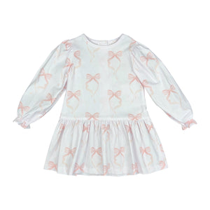 LAYLA DRESS L/S  - PINK BOW