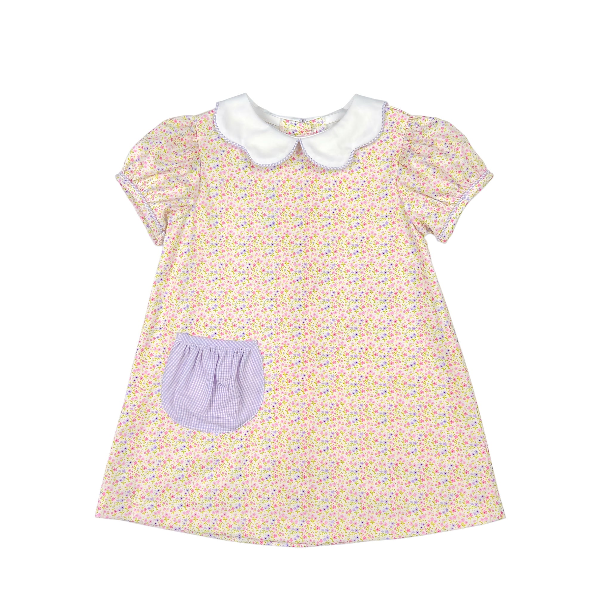 APRON DRESS S/S - PINK/LAVENDER FLORAL