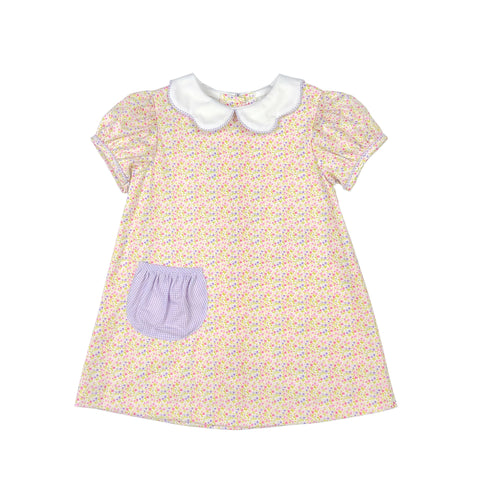 APRON DRESS S/S - PINK/LAVENDER FLORAL