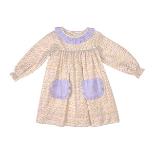CHRISTY DRESS L/S W/ POCKET - PINK/LAVENDER FLORAL