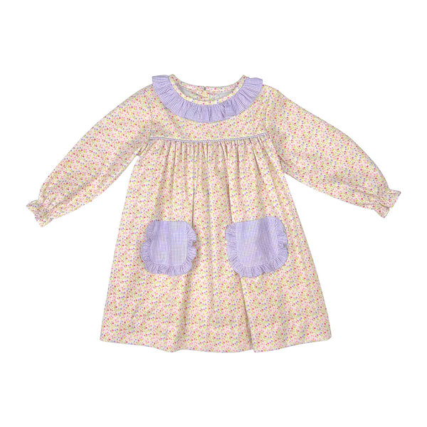 CHRISTY DRESS L/S W/ POCKET - PINK/LAVENDER FLORAL