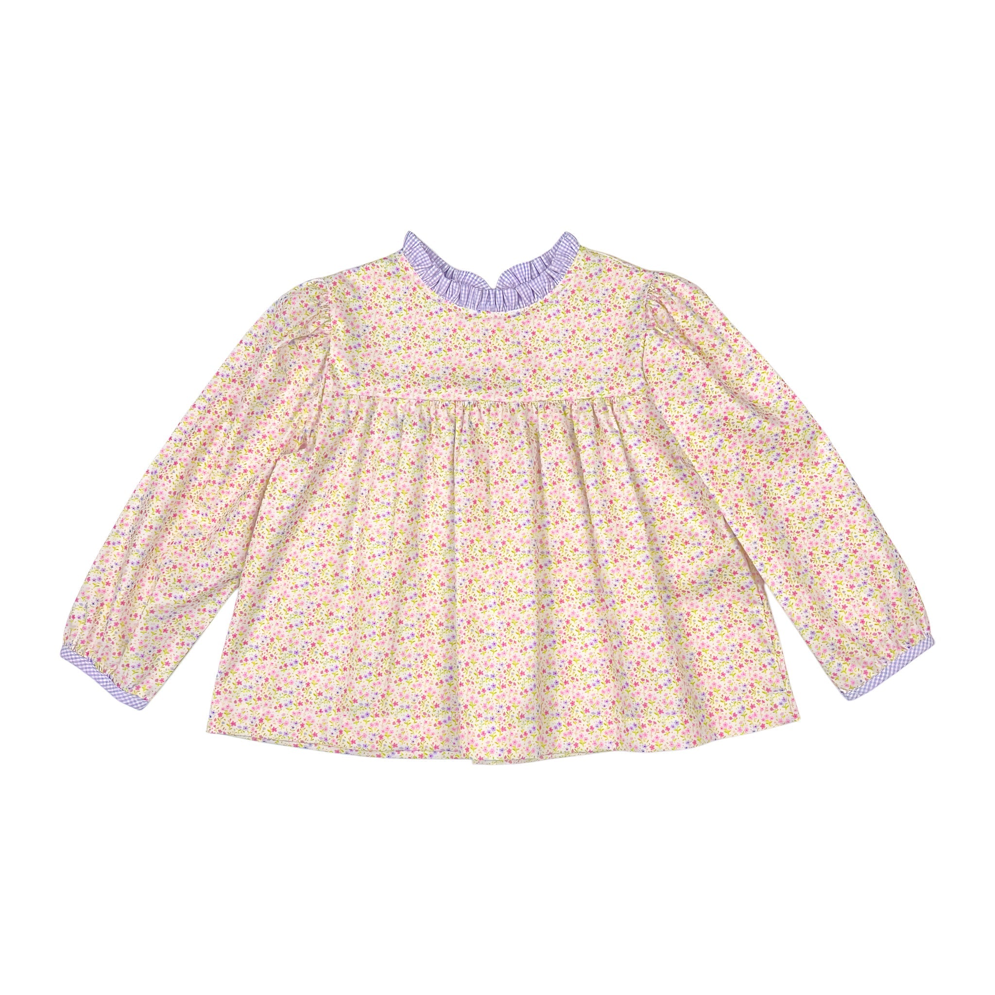 CHRISTY TOP L/S BIAS  - PINK/LAVENDER FLORAL