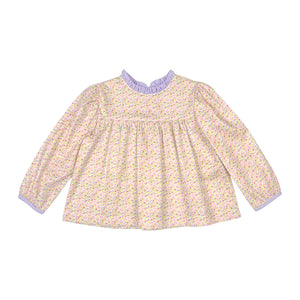 CHRISTY TOP L/S BIAS  - PINK/LAVENDER FLORAL