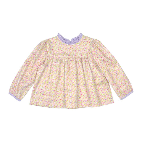 CHRISTY TOP L/S BIAS  - PINK/LAVENDER FLORAL