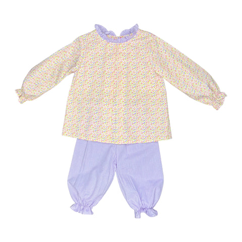 DIAPER GIRL BLOOMER PANT L/S  - PINK/LAVENDER FLORAL