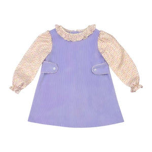 ELLIE APRON DRESS L/S  - PINK/LAVENDER FLORAL