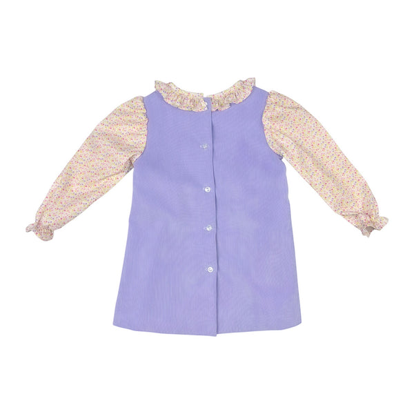ELLIE APRON DRESS L/S  - PINK/LAVENDER FLORAL