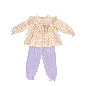 NANCY GIRL BLOOMER PANT SET L/S  - PINK/LAVENDER FLORAL