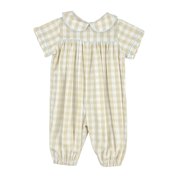 ANDREW LONG BUBBLE S/S - KHAKI CHECK
