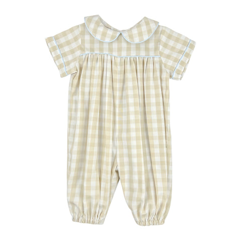 ANDREW LONG BUBBLE S/S - KHAKI CHECK