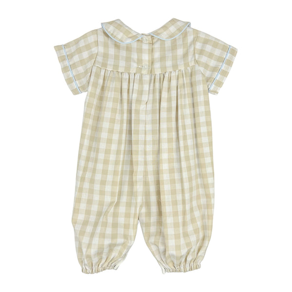 ANDREW LONG BUBBLE S/S - KHAKI CHECK