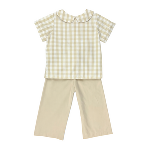 BOB BOY PANT SET S/S - KHAKI CHECK