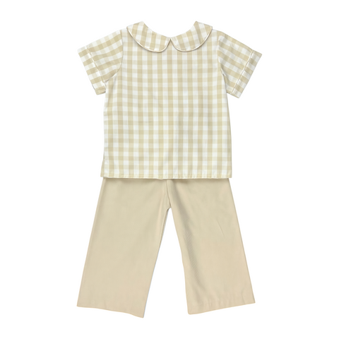 BOB BOY PANT SET S/S - KHAKI CHECK