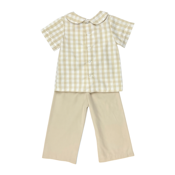 BOB BOY PANT SET S/S - KHAKI CHECK