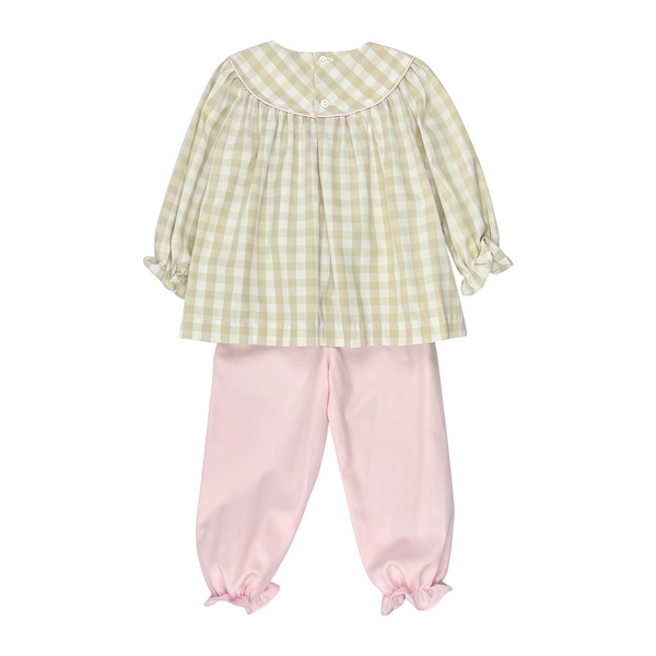 BROOKLYN GIRL BLOOMER SET L/S  - KHAKI CHECK