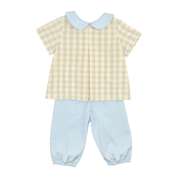 DIAPER BOY BLOOMER SET S/S  - KHAKI CHECK