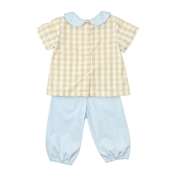 DIAPER BOY BLOOMER SET S/S  - KHAKI CHECK