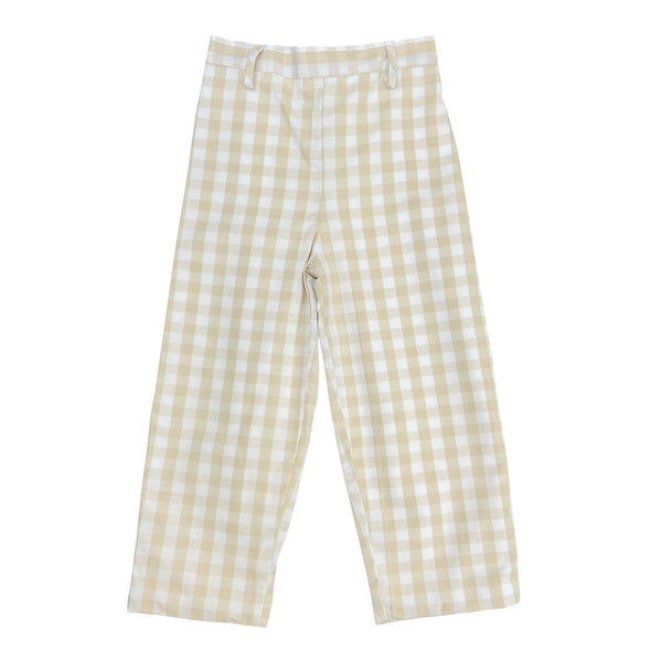 FLAT PANT LINED - KHAKI CHECK