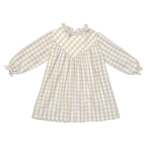 PRINCETON DRESS L/S  - KHAKI CHECK