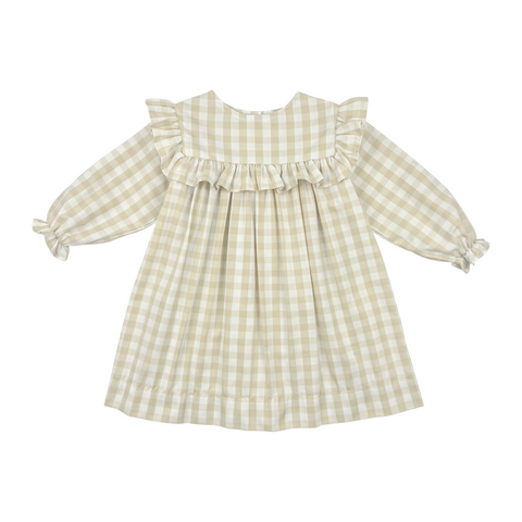 SYDNEY DRESS L/S  - KHAKI CHECK
