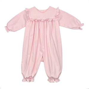 SYDNEY LONG BUBBLE L/S  - PINK CHECK OXFORD