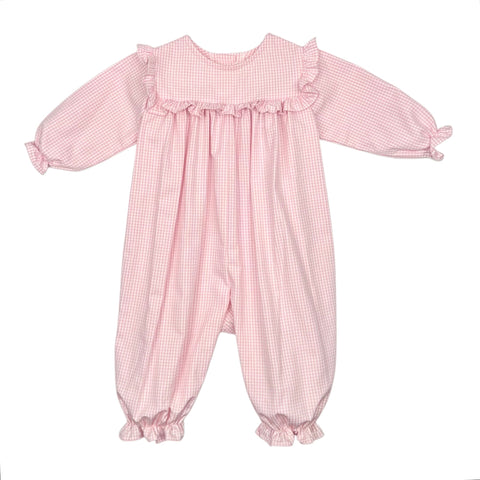 SYDNEY LONG BUBBLE L/S  - PINK CHECK OXFORD