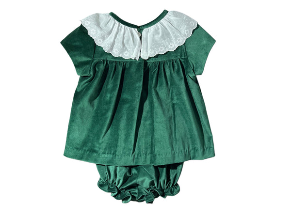 CLAIRE BLOOMER SET LACE - HUNTER GREEN VELVETEEN