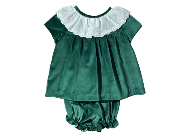 CLAIRE BLOOMER SET LACE - HUNTER GREEN VELVETEEN