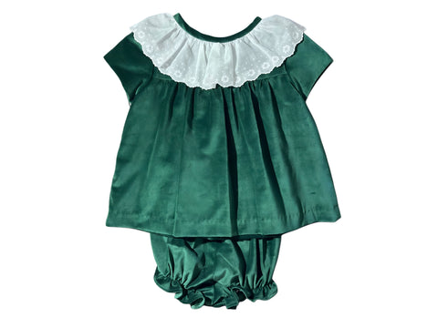 CLAIRE BLOOMER SET LACE - HUNTER GREEN VELVETEEN